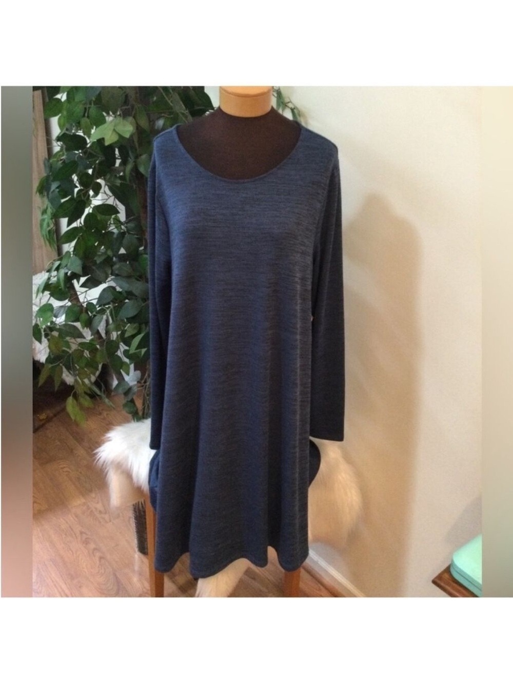 Old Navy Navy Blue Swing Dress XXL NWT Long Sleeve Soft Knit Casual Dress - Picture 2 of 11